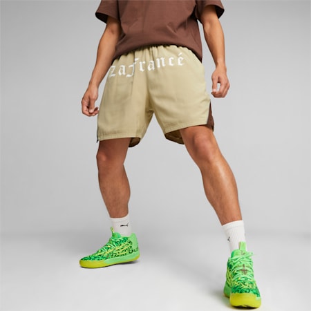 PUMA HOOPS x LaFrancé Men's Woven Shorts, Sand Dune-Chestnut Brown, small-AUS