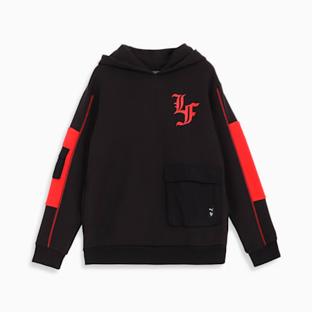 PUMA HOOPS x LAFRANCÉ Men's Cargo Hoodie, PUMA Black-For All Time Red, small-PHL