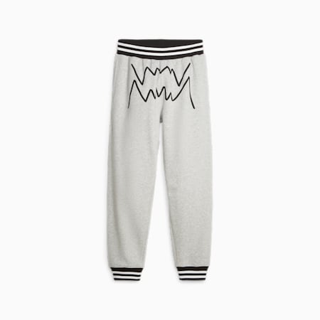 Franchise Core Basketball sweatpants, Light Gray Heather-PUMA Black, small