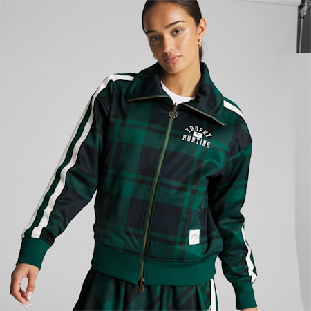 PUMA x TROPHY HUNTING Women's Basketball Jacket, Malachite-AOP, small