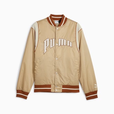 PUMA TEAM Unisex Varsity Jacket, Prairie Tan, small-AUS