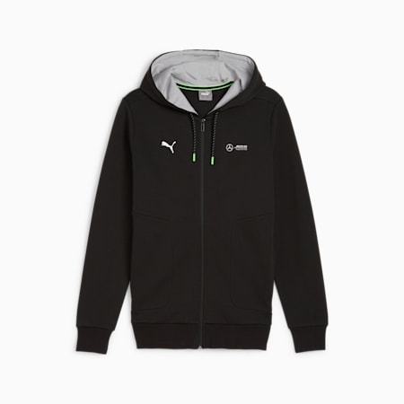 Mercedes-AMG Petronas Motorsport Men's Hooded Sweat Jacket, PUMA Black, small-AUS