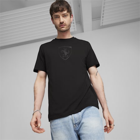 T-shirt ton sur ton avec grand écusson Scuderia Ferrari Motorsport, PUMA Black, small