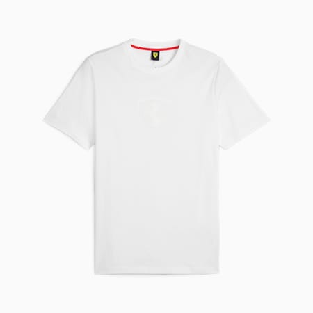 T-shirt tono su tono Scuderia Ferrari Race Big Shield Motorsport da uomo, PUMA White, small