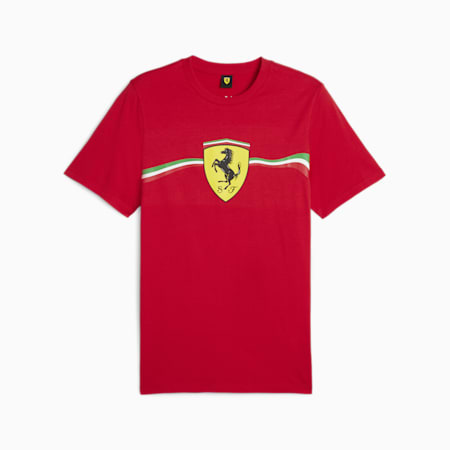 Scuderia Ferrari Race Big Shield Motorsport erfgoed-T-shirt voor heren, Rosso Corsa, small