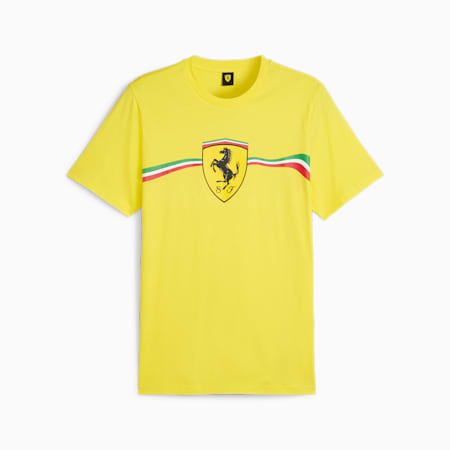 Scuderia Ferrari Race Big Shield Men's Motorsport Heritage Tee, Speed Yellow, small-IDN