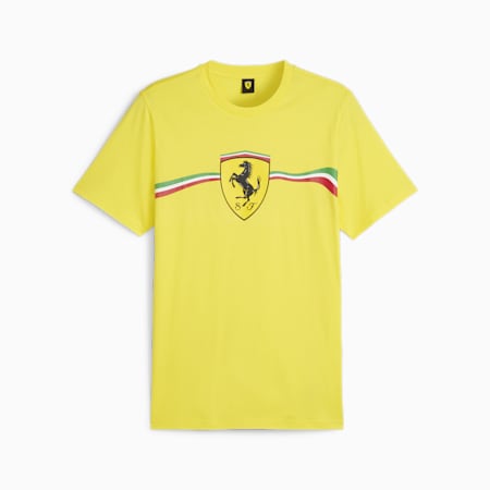 Scuderia Ferrari Race Big Shield Men's Motorsport Heritage Tee, Speed Yellow, small-SEA