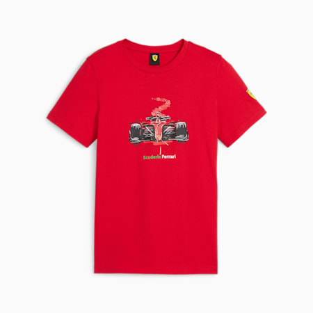 T-shirt à motif Scuderia Ferrari Motorsport Enfant et Adolescent, Rosso Corsa, small