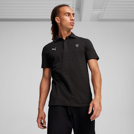 Scuderia Ferrari Style Men's Motorsport Jacquard Polo, PUMA Black, small