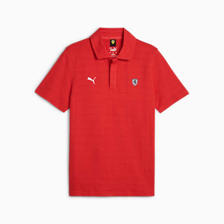 Polo jacquard Scuderia Ferrari Style Motorsport da uomo, Rosso Corsa, small