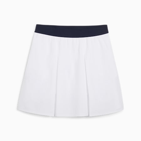 W Club Women's Pleated Golf Skirt, White Glow-Deep Navy, small