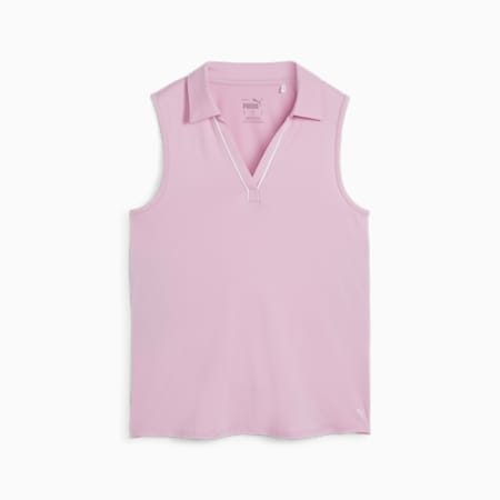 Cloudspun Piped Sleeveless Women's Golf Polo, Pink Icing, small-SEA