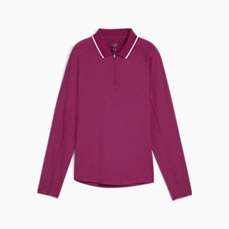 You-V Women's Golf Long Sleeves Polo, Magenta Gleam, small-IDN