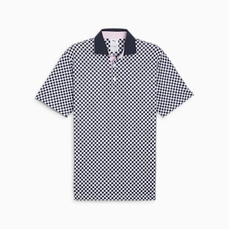 PUMA x Arnold Palmer Checkered Men's Polo, White Glow-Deep Navy, small-SEA