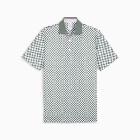 PUMA x Arnold Palmer Checkered Men's Polo, White Glow-Eucalyptus, small-SEA