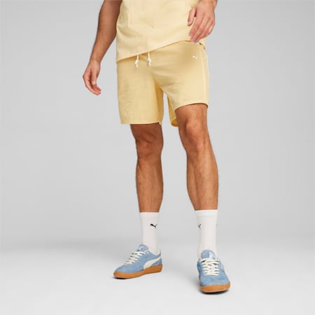 MMQ Men's Seersucker Shorts, Chamomile, small