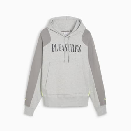 PUMA x PLEASURES Hoodie, Light Gray Heather, small-THA