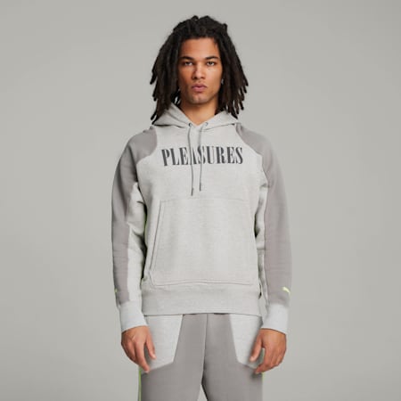 PUMA x PLEASURES Hoodie, Light Gray Heather, small