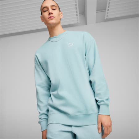 CLASSICS sweatshirt met wafelpatroon voor heren, Turquoise Surf, small