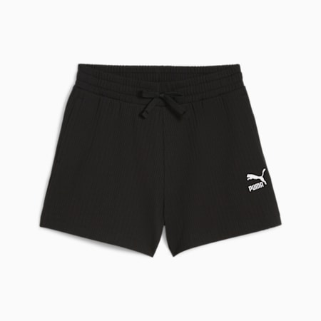 CLASSICS Women's Ribbed Shorts, PUMA Black, small-SEA