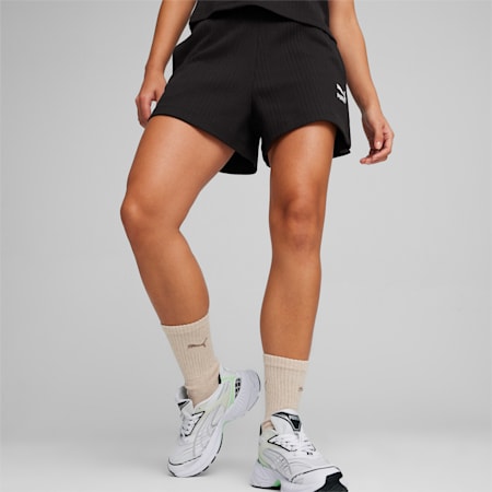 CLASSICS Women's Ribbed Shorts, PUMA Black, small-PHL