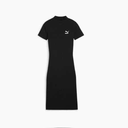 CLASSICS Women's Ribbed Dress, PUMA Black, small-AUS