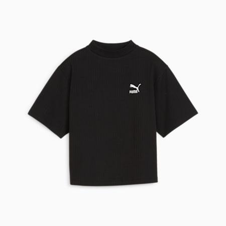 CLASSICS Women's Mock Neck Tee, PUMA Black, small