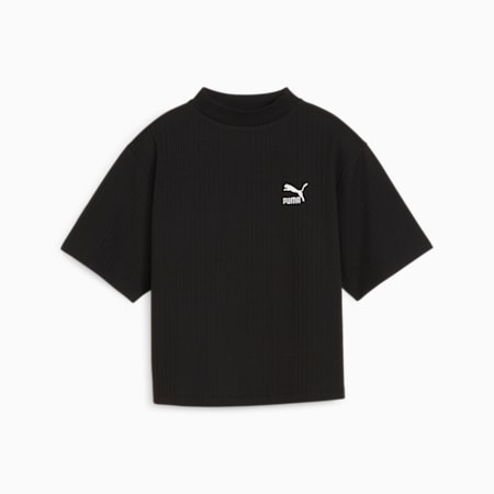 CLASSICS Women's Mock Neck Tee, PUMA Black, small-PHL