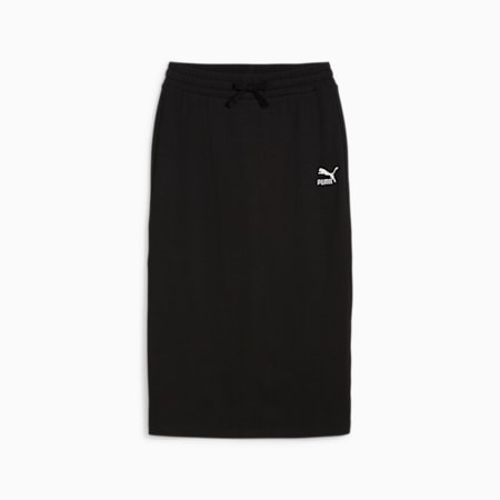 CLASSICS Women's Ribbed Midi Skirt, PUMA Black, small-SEA
