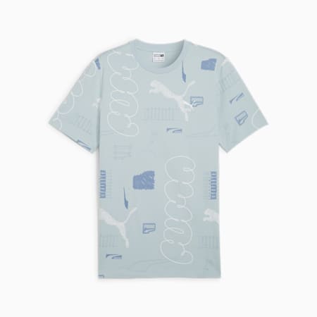 BRAND LOVE All-Over-Print Men's Tee, Turquoise Surf-AOP, small