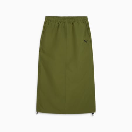 DARE TO Women's Midi Woven Skirt, Olive Green, small-AUS