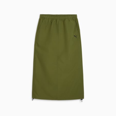 DARE TO Women's Midi Woven Skirt, Olive Green, small