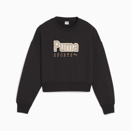 PUMA TEAM Women's Oversized Crew, PUMA Black, small-PHL