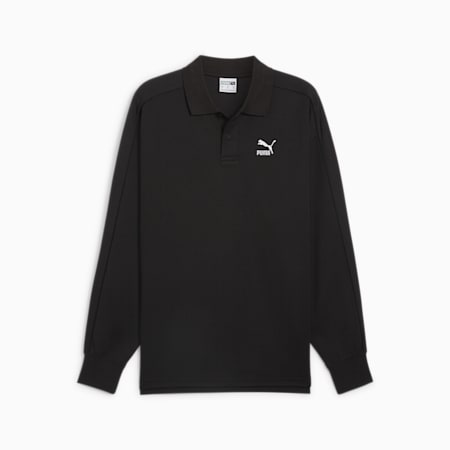 T7 Men's Polo Sweatshirt, PUMA Black, small-AUS