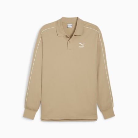 T7 Men's Polo Sweatshirt, Prairie Tan, small-AUS