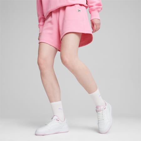 DOWNTOWN Women's High Waist Shorts, Pink Lilac, small