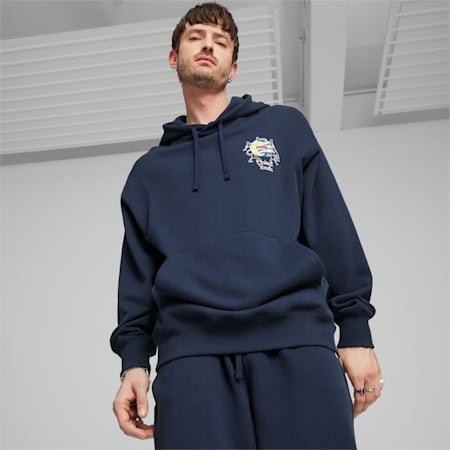 DOWNTOWN Men's Graphic Hoodie, Club Navy, small-PHL