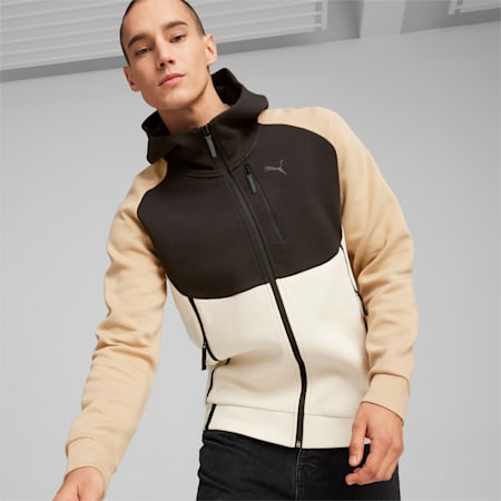 Hoodie zippé PUMATECH Homme, Prairie Tan, small