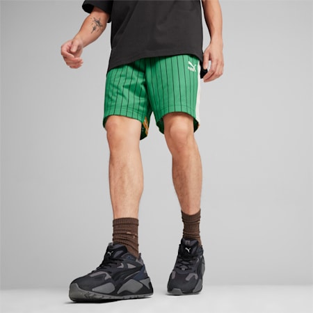For the Fanbase T7 Men's Mesh Shorts, Archive Green-AOP, small