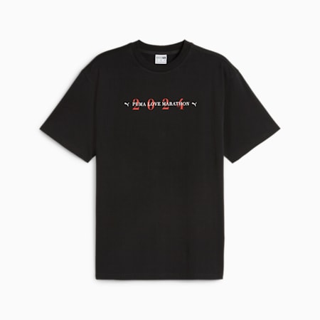 T-shirt grafica LOVE MARATHON, PUMA Black, small