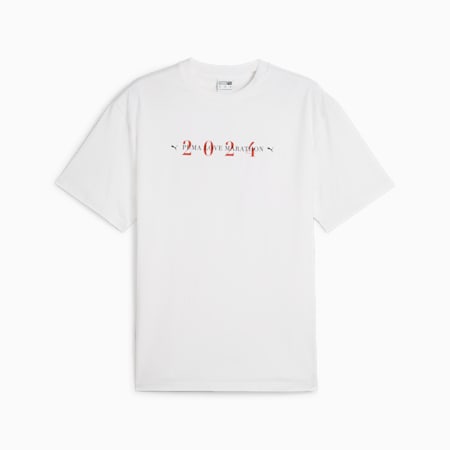 T-shirt grafica LOVE MARATHON, PUMA White, small