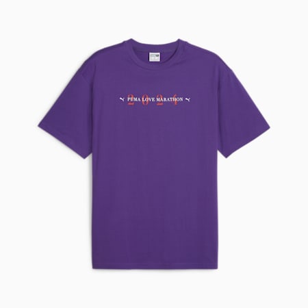 T-shirt grafica LOVE MARATHON, Iris, small