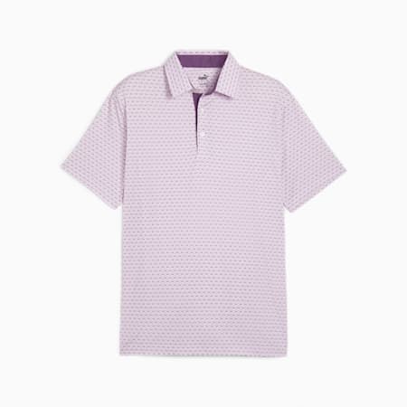 MATTR Palm Deco Men's Golf Polo, Crushed Berry-Pink Icing, small-AUS