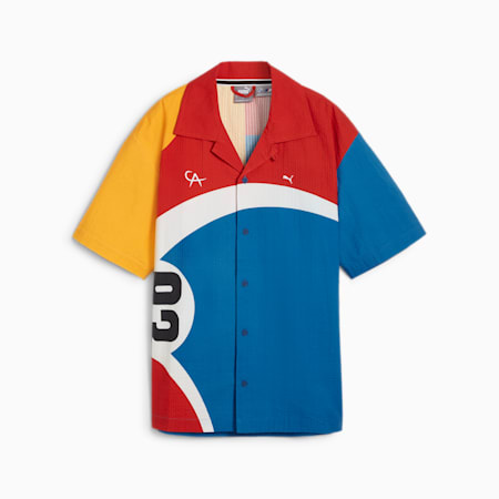 เสื้อเชิ้ตผ้าทอมอเตอร์สปอร์ตผู้ชาย BMW M Motorsport Calder, Pop Red-AOP, small-THA