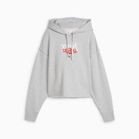 Sudadera con capucha PUMA x X-GIRL, Light Gray Heather, small