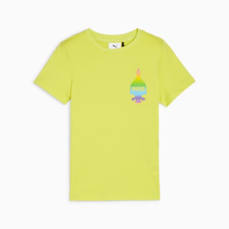 PUMA x TROLLS T-shirt voor kinderen, Lime Sheen, small