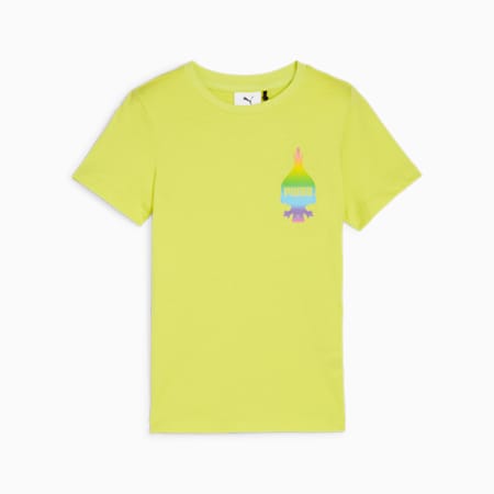 PUMA x TROLLS Kids' Tee, Lime Sheen, small