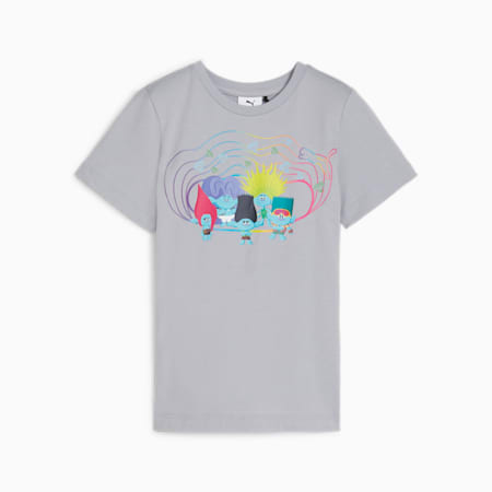 T-shirt PUMA x TROLLS per bambini, Gray Fog, small