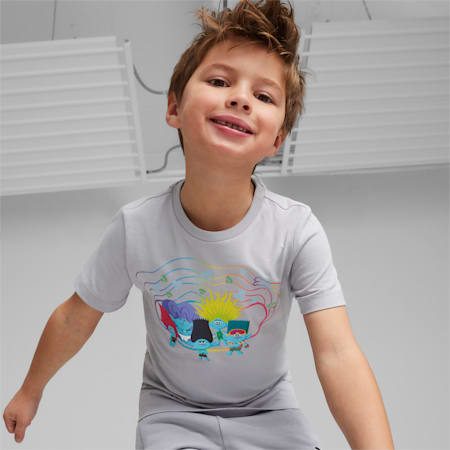 T-shirt PUMA x TROLLS per bambini, Gray Fog, small