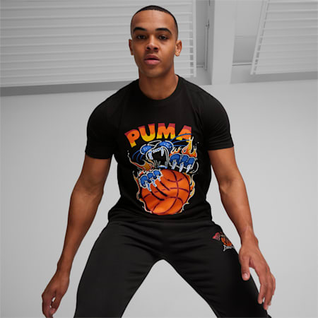 TSA basketbal-T-shirt voor heren, PUMA Black, small